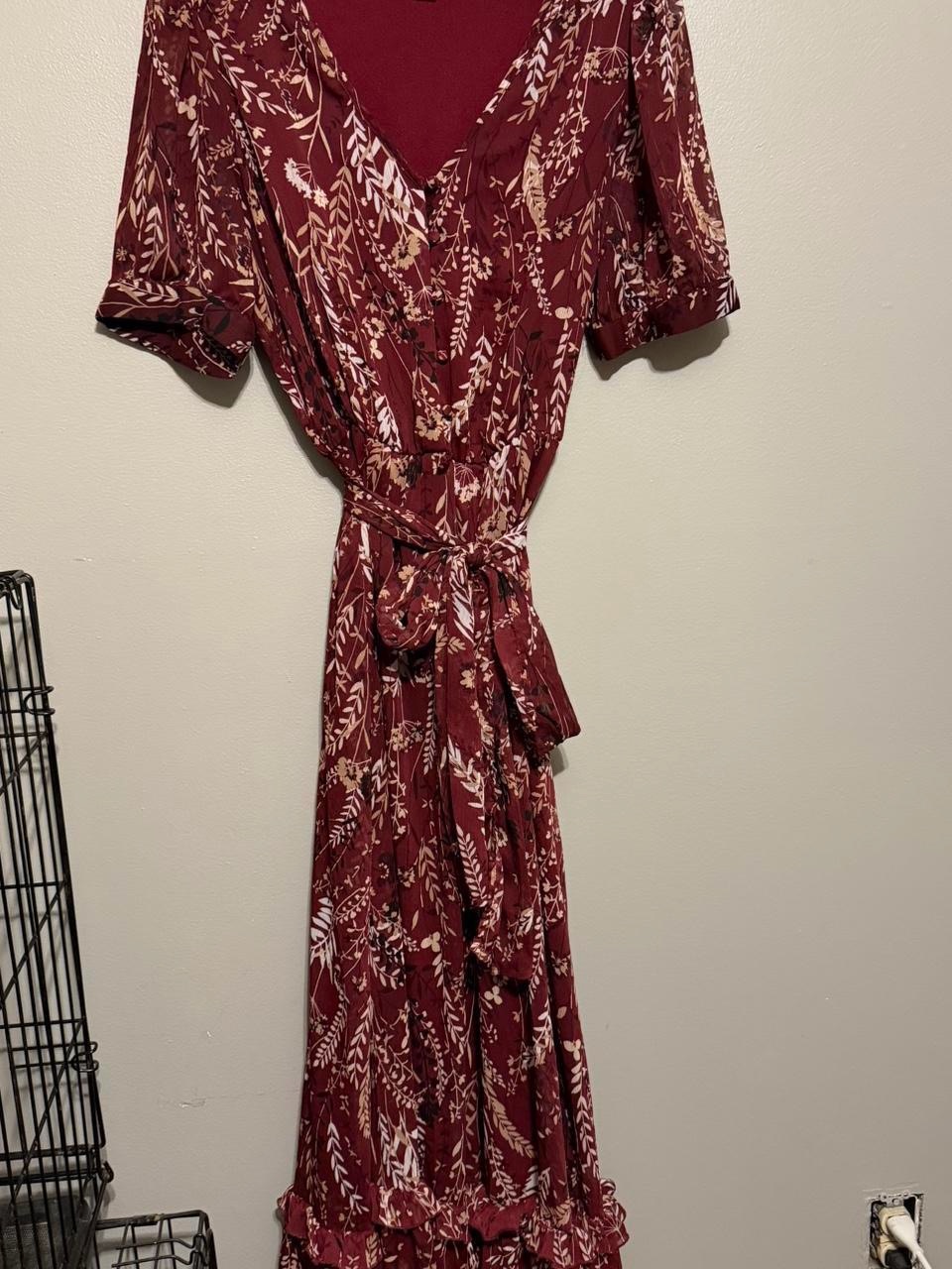 Calvin Klein Burgundy Floral Maxi Dress